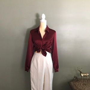 Ox Blood Red Button Down Shirt